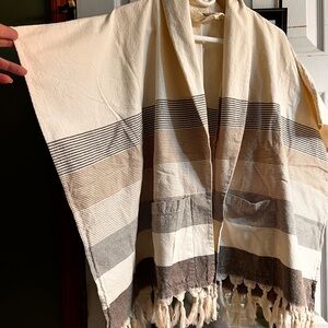 Ecote Cream and Brown Striped jacket/cover